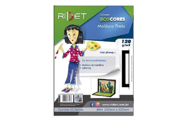 BLOCO PAPEL MOLDURA PRETA A4 120G/M² 35 FOLHAS - 230X320 MM