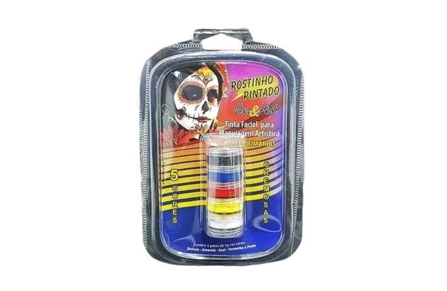 KIT TINTA FACIAL CREMOSA 5 CORES PRIMÁRIAS ROSTINHO PINTADO - 1082