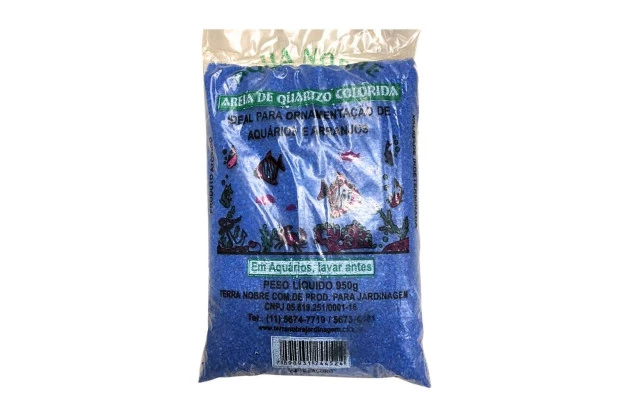 AREIA DE QUARTZO COLORIDA PARA AQUÁRIO AZUL ESCURO 950G TERRA NOBRE