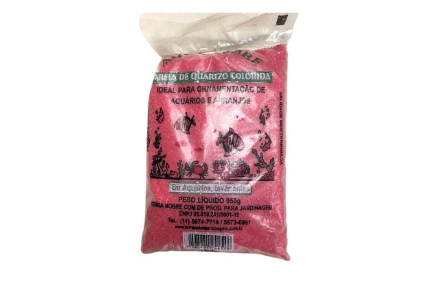 AREIA DE QUARTZO COLORIDA PARA AQUÁRIO VERMELHO 950G TERRA NOBRE
