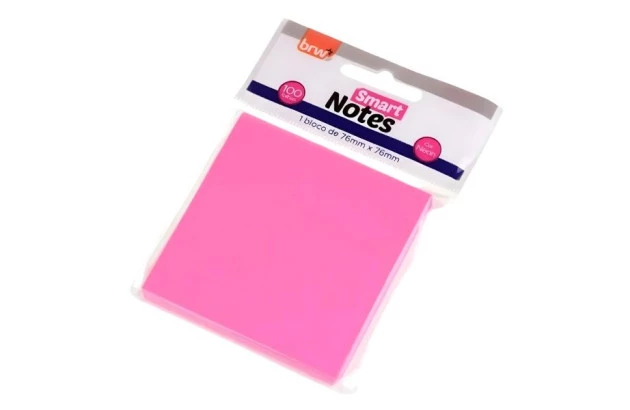 BLOCO DE NOTAS ADESIVAS 76X76MM 100FLS ROSA NEON SMART NOTES | BRW BA7673