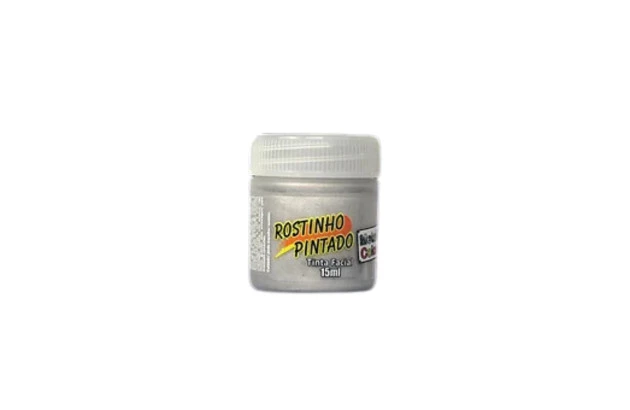 TINTA FACIAL LÍQUIDA METÁLICA 15ML PRATA METALLIC COLORS  - ROSTINHO PINTADO 8003