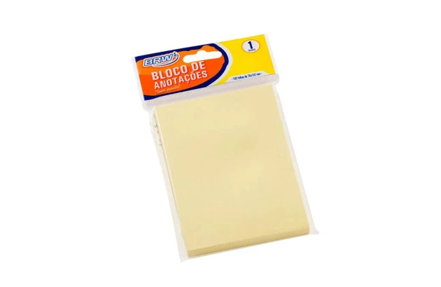 BLOCO DE NOTAS ADESIVAS 76X102MM 100FLS AMARELO PASTEL SMART NOTES | BRW BA7501