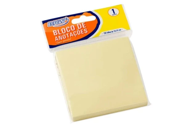 BLOCO DE NOTAS ADESIVAS 76X76MM 100FLS AMARELO PASTEL SMART NOTES | BRW BA7671
