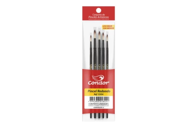 KIT PINCEL DE PELO REDONDO ARTÍSTICO 05 UND 5504 CONDOR