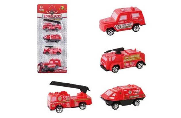 BRINQUEDO CAMINHAO BOMBEIRO FRICCAO 4 PEÇAS