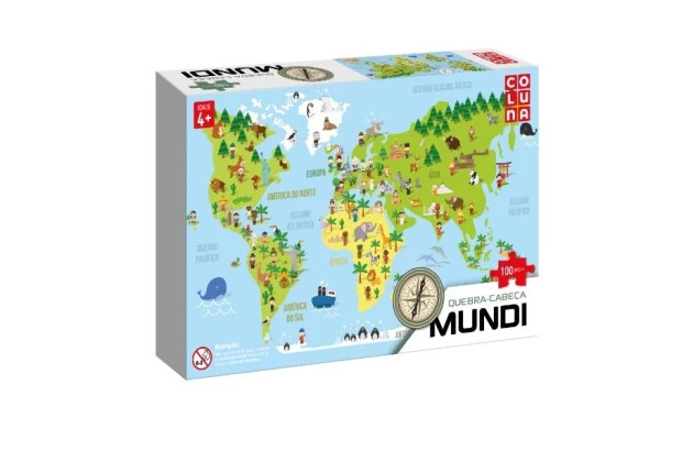QUEBRA CABEÇA MUNDI 100 PEÇAS + 4 ANOS COLUNA