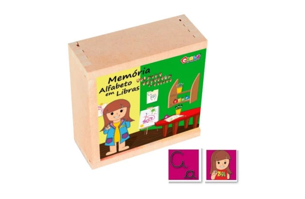 JOGO DA MEMORIA ALFABETO LIBRAS MDF 52 PEÇAS + 3 ANOS 1773 CARLU