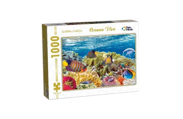 QUEBRA CABEÇA OCEANO VIVO 1000 PEÇAS + 10 ANOS PAIS E FILHOS