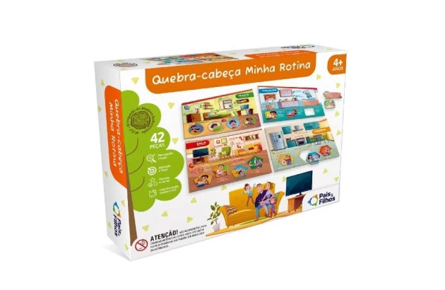 QUEBRA CABEÇA MINHA ROTINA 42 PEÇAS + 4 ANOS PAIS E FILHOS