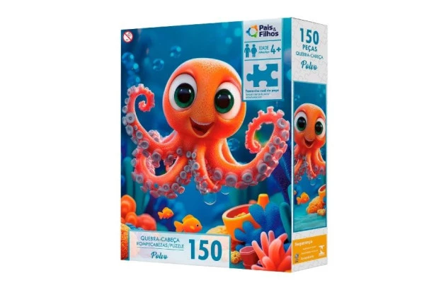 QUEBRA CABEÇA POLVO 150 PEÇAS + 4 ANOS PAIS E FILHOS