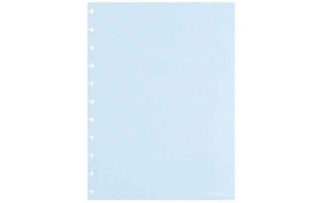 REFIL INTELIGENTE GRANDE 90G AZUL PAUTADO LINHAS BRANCAS 50 FOLHAS BLUELOVER CIRG4050