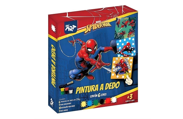 CONJUNTO DE PINTURA A DEDO HOMEM ARANHA 18 PEÇAS – ACIMA DE 3 ANOS | DAC ART 4714