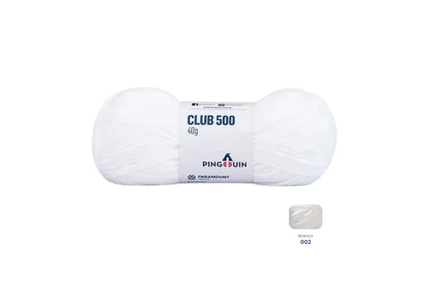 NOVELO DE LÃ CLUB 500 40G BRANCO 002 PINGOUIN