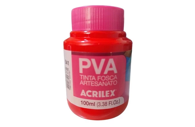 TINTA PVA FOSCA PARA ARTESANATO 100ML VERMELHO VIVO 541 - UNIDADE | ACRILEX 3210