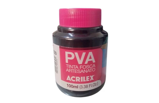 TINTA PVA FOSCA PARA ARTESANATO 100ML PRETO 520 - UNIDADE | ACRILEX 3210