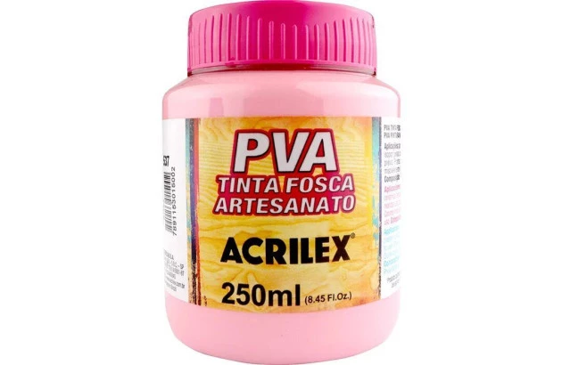 TINTA PVA FOSCA PARA ARTESANATO 250ML ROSA 537 - UNIDADE | ACRILEX 3225