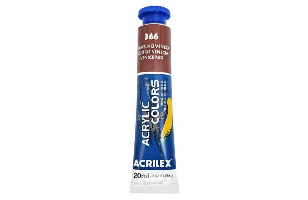 TINTA ACRÍLICA PARA TELA ACRYLIC COLORS 20ML VERMELHO VENEZA 366 - UNIDADE | ACRILEX 13123