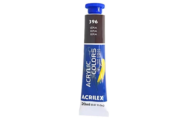 TINTA ACRÍLICA PARA TELA ACRYLIC COLORS 20ML SÉPIA 396 - UNIDADE | ACRILEX 13123