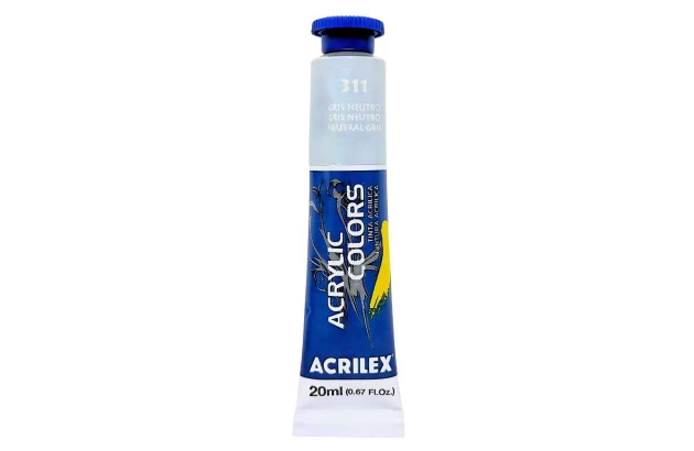 TINTA ACRÍLICA PARA TELA ACRYLIC COLORS 20ML GRIS NEUTRO 311 - UNIDADE | ACRILEX 13123