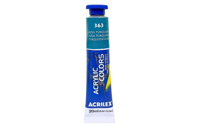 TINTA ACRÍLICA PARA TELA ACRYLIC COLORS 20ML AZUL TURQUESA 363 - UNIDADE | ACRILEX 13123