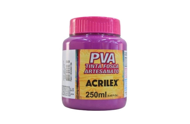 TINTA PVA FOSCA PARA ARTESANATO 250ML MAGENTA 549 – UNIDADE | ACRILEX 3225