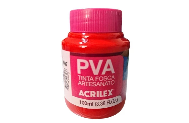 TINTA PVA FOSCA PARA ARTESANATO 100ML VERMELHO FOGO 507 - UNIDADE | ACRILEX 3210