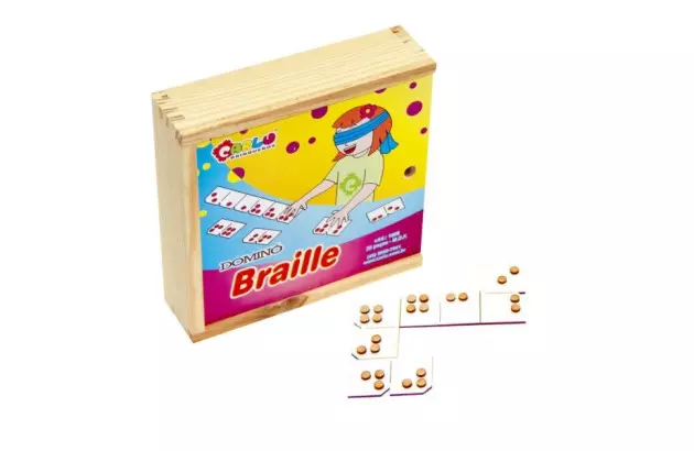 BRINQUEDO DOMINO BRAILLE MDF 28 PEÇAS + 4 ANOS 1608 CARLU
