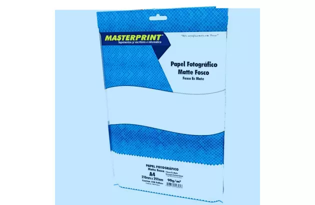 PAPEL FOTOGRÁFICO GLOSSY 230G/M² A4 50 FOLHAS BRANCO  - IMPRESSÃO JATO DE TINTA | MASTERPRINT