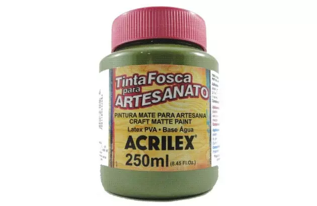 TINTA PVA FOSCA PARA ARTESANATO 250ML VERDE OLIVA 545 – UNIDADE | ACRILEX 3225