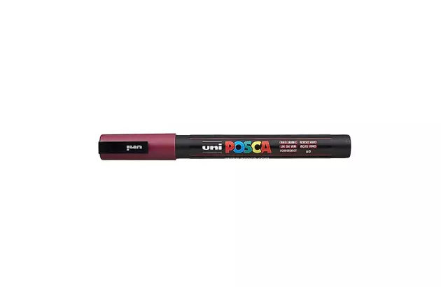 CANETA POSCA PC-1M VERMELHO VINHO - PONTA FINA REDONDA 0,9-1.3MM BASE DE ÁGUA | UNI-BALL