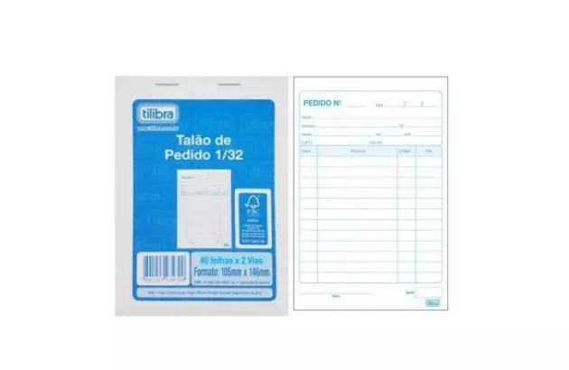 BLOCO TALÃO DE PEDIDO 1/32 PEQUENO 40 FOLHAS 2 VIAS 105X146MM | TILIBRA