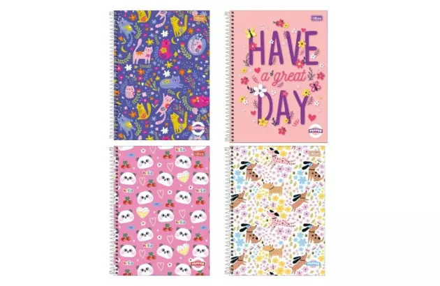 CADERNO UNIVERSITÁRIO CAPA DURA 20 MATÉRIA 320 FOLHAS 200X275 PEPPER FEMININO SORTIDO TILIBRA