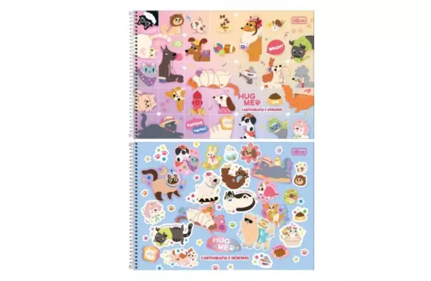 CADERNO MEIA PAUTA COSTURADO CAPA DURA 40FOLHAS 63G/M²  HUG ME 200X275MM - UNIDADE | TILIBRA