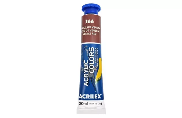 TINTA ACRÍLICA PARA TELA ACRYLIC COLORS 20ML VERMELHO VENEZA 366 - UNIDADE | ACRILEX 13123