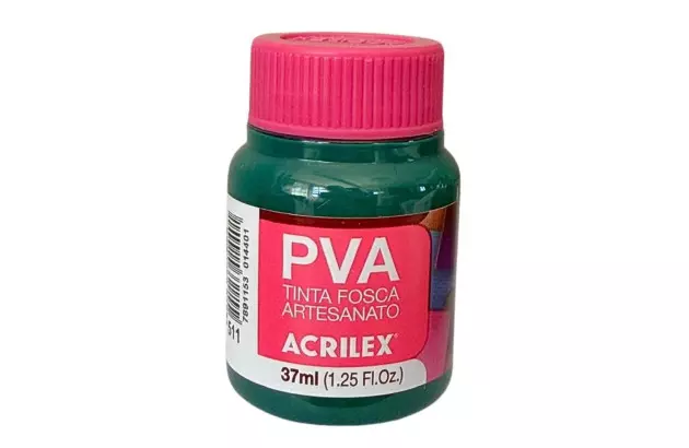 TINTA PVA FOSCA PARA ARTESANATO 37ML VERDE BANDEIRA 511 - UNIDADE | ACRILEX 3240