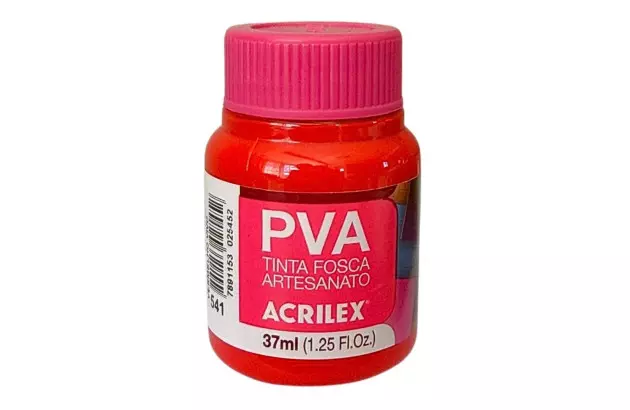 TINTA PVA FOSCA PARA ARTESANATO 37ML VERMELHO VIVO 541 - UNIDADE | ACRILEX 3240