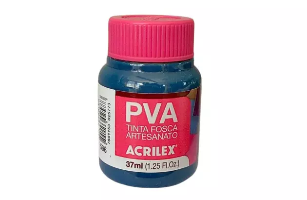 TINTA PVA FOSCA PARA ARTESANATO 37ML AZUL PETRÓLEO 596 - UNIDADE | ACRILEX 3240