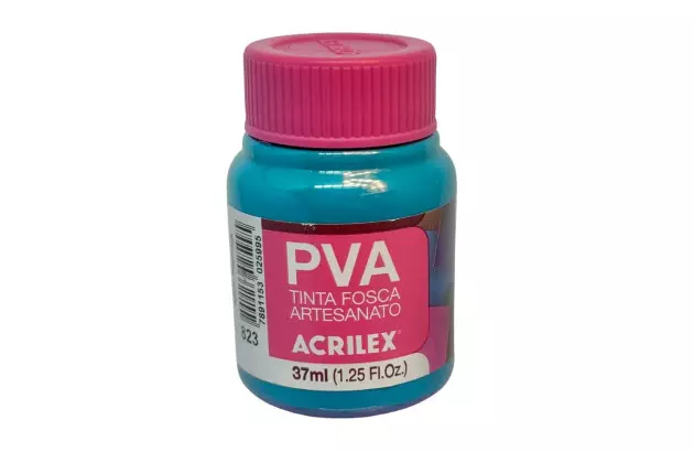 TINTA PVA FOSCA PARA ARTESANATO 37ML AZUL PISCINA 823 - UNIDADE | ACRILEX 3240