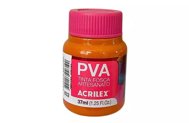 TINTA PVA FOSCA PARA ARTESANATO 37ML LARANJA ESCURO 832 - UNIDADE | ACRILEX 3240