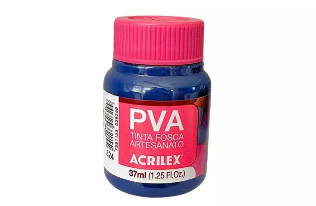 TINTA PVA FOSCA PARA ARTESANATO 37ML AZUL SECO 824 -  UNIDADE | ACRILEX 3240
