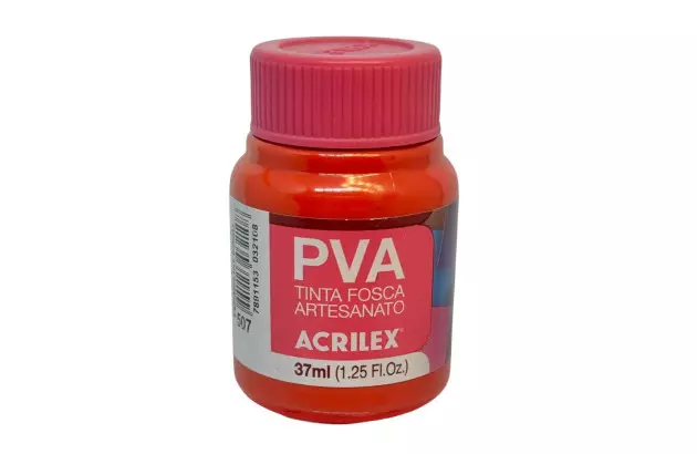 TINTA PVA FOSCA PARA ARTESANATO 37ML VERMELHO FOGO 507 - UNIDADE | ACRILEX 3240