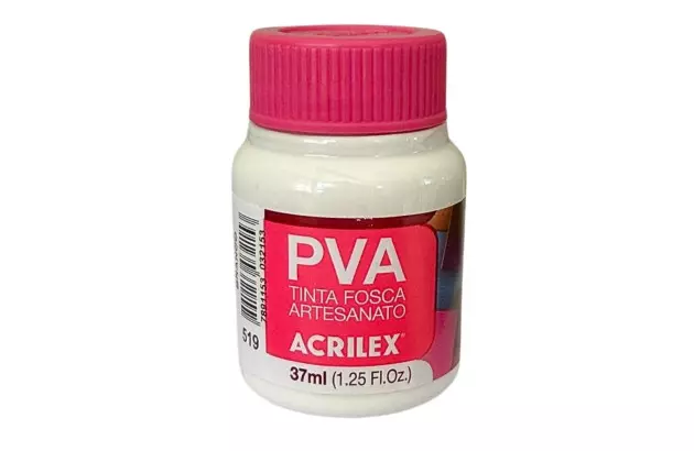 TINTA PVA FOSCA PARA ARTESANATO 37ML BRANCO 519 – UNIDADE | ACRILEX 3240