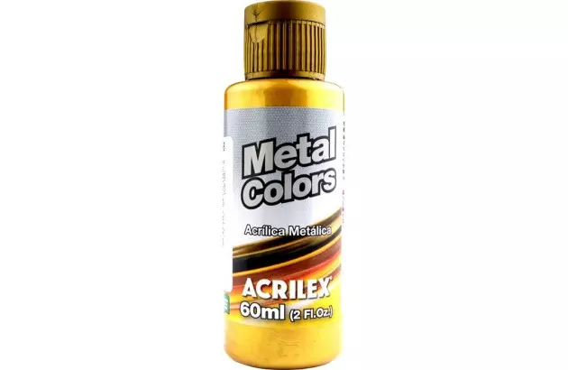 TINTA ACRILICA METAL COLORS ARTESANATO 60ML DOURADO SOLAR 598 - UNIDADE | ACRILEX 3660