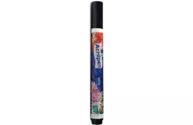 CANETA PARA TECIDO PRETO 520 ACRILPEN - MARCADOR PERMANENTE PONTA 5MM | ACRILEX 4412
