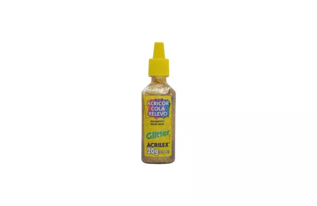 COLA RELEVO GLITTER OURO 201 20G ACRICOR ACRILEX 3020