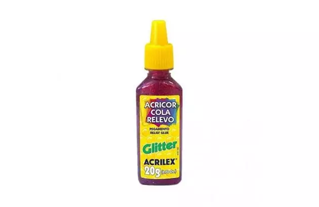 COLA ACRICOR RELEVO GLITTER VERMELHO 20G 3020 ACRILEX