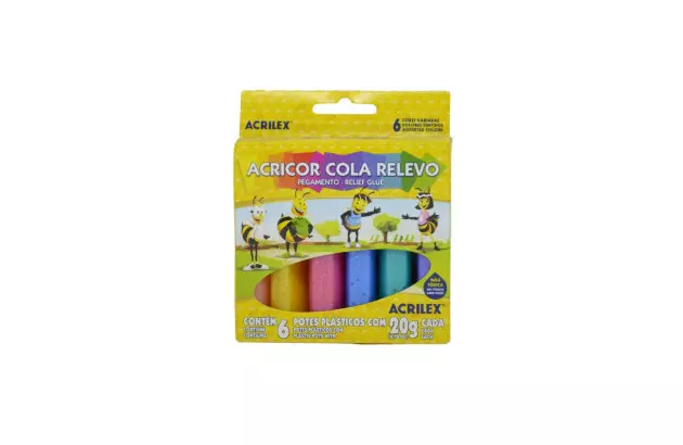 COLA RELEVO ACRICOR 6 CORES 2306 ACRILEX