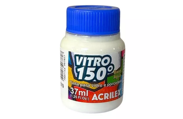 TINTA VITRO 150° 37ML BRANCO 519 BASE DE ÁGUA - UNIDADE | ACRILEX 1140