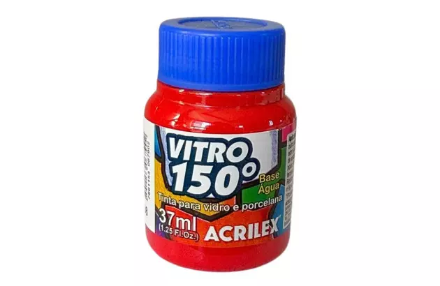 TINTA VITRO 150° 37ML VERMELHO ESCARLATE 508 BASE DE ÁGUA - UNIDADE | ACRILEX 1140